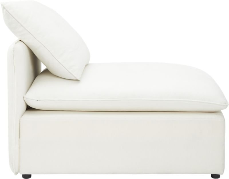 Lumin White Linen Armless Chair - Image 3