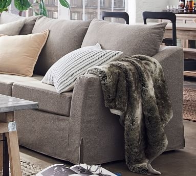 SoMa Brady Slope Arm Slipcovered 4-Piece Reversible Sectional, Polyester Wrapped Cushions, Textured Twill Light Gray - Image 1