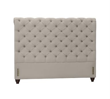 Chesterfield Upholstered Headboard, Queen, Performance Twill Silver Taupe - Image 0