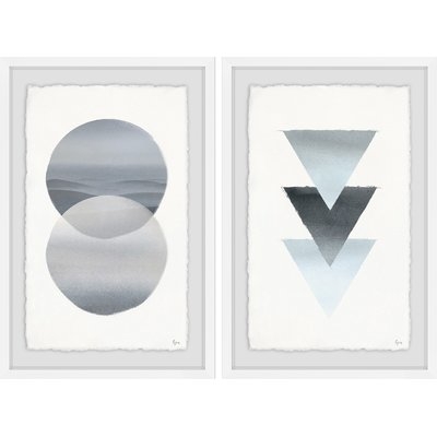 'Upside down Diptych' 2 Piece Framed Watercolor Painting Print Set - Image 0