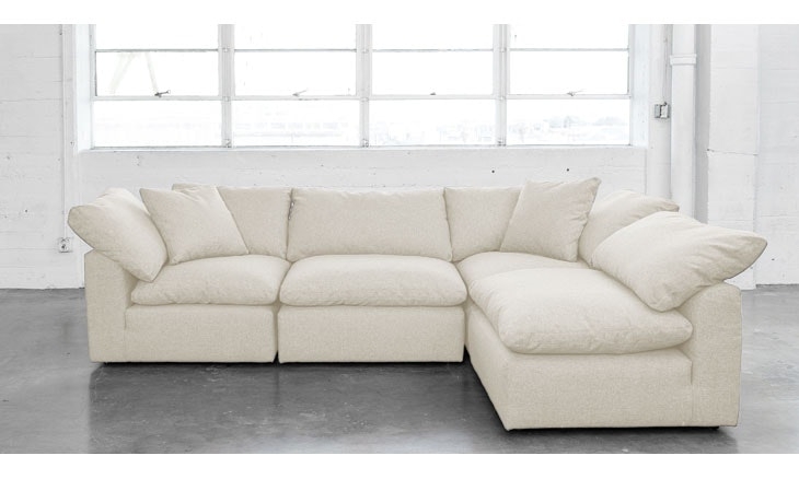 White Bryant Mid Century Modern L-Sectional (4 piece) - Tussah Snow - Image 1