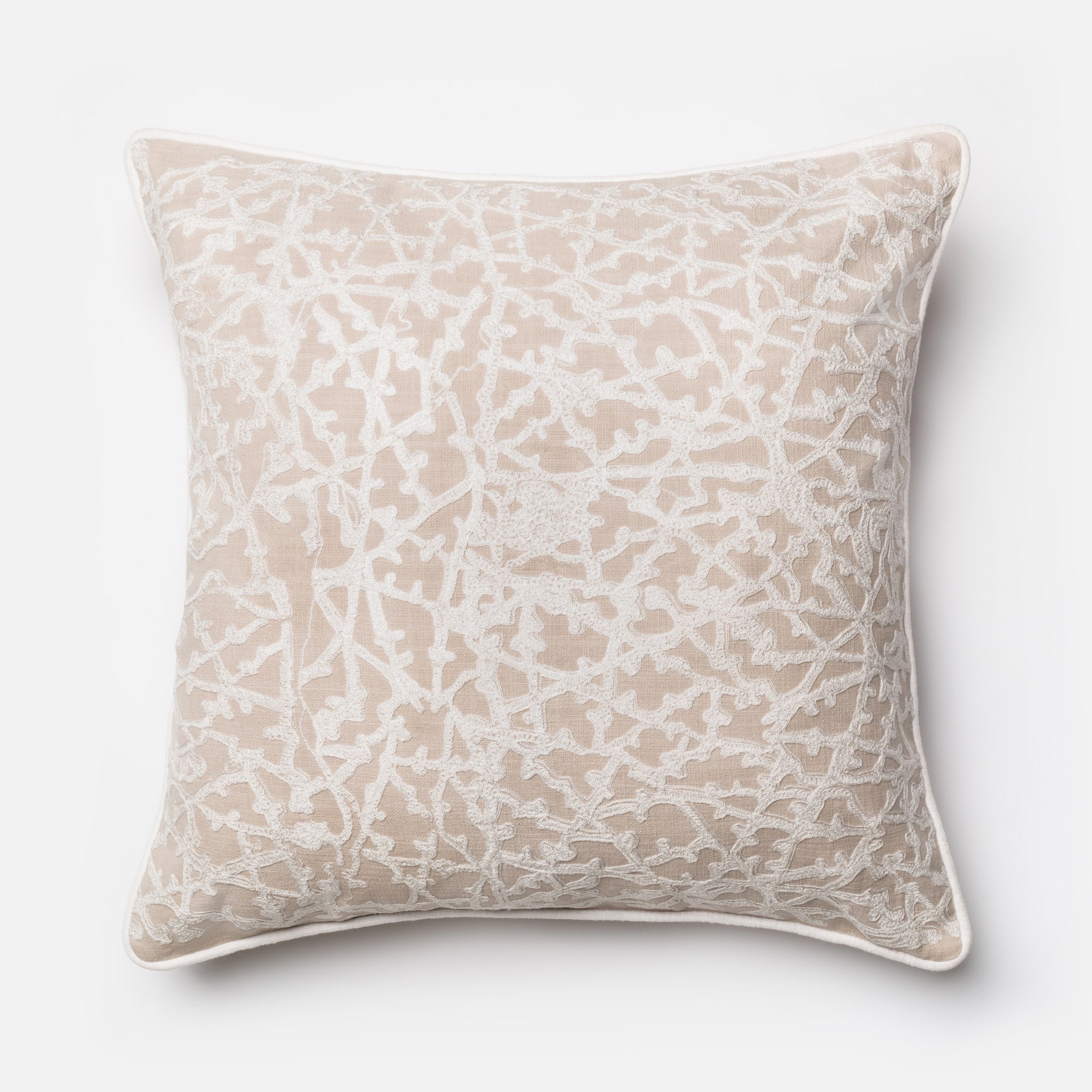 PILLOWS - BEIGE / WHITE - 22" X 22" Cover Only - Image 0
