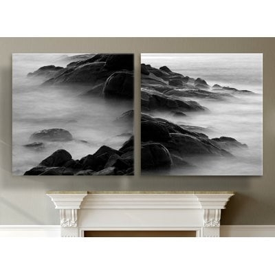 'Rocks in the Mist' 2 Piece Photographic Print Set on Canvas - Image 0