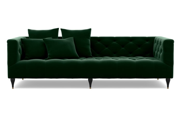Ms. Chesterfield Sofa with Emerald Fabric and Matte Black with Brass Cap legs - Image 0