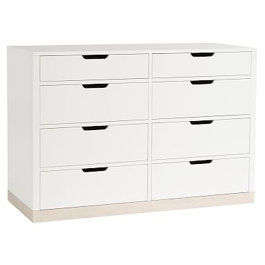 Rhys 8-Drawer Wide Dresser, Weathered White/Simply White - Image 0