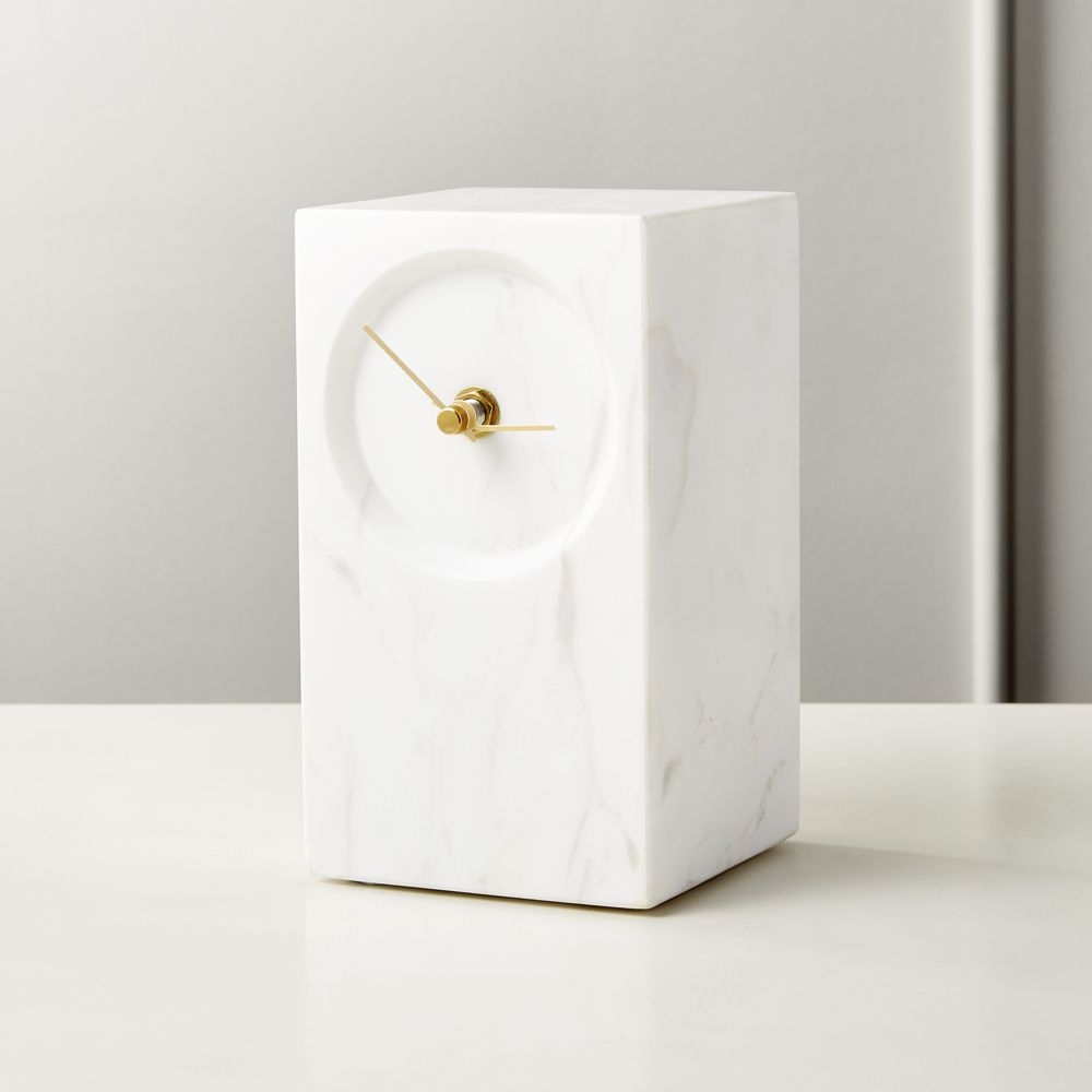 Desi White Marble Table Clock - Image 0