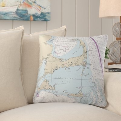 Keck Cape Cod Martha's Vineyard Nantucket MA Nautical Chart Throw Pillow - Image 0