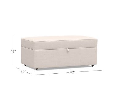 Buchanan Upholstered Cocktail Storage Ottoman, Polyester Wrapped Cushions, Textured Twill Charcoal - Image 4