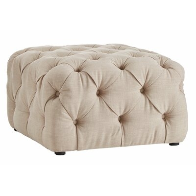 Laussat Beige Linen Tufted ottoman with Casters - Image 0