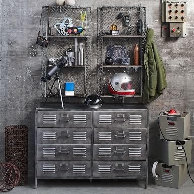 Locker 8-Drawer Wide Dresser, Gray Metal - Image 4