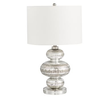 Gia Mercury 19.25" Stacked Table Lamp With Medium Gallery Straight Sided Linen Drum Shade, White - Image 3