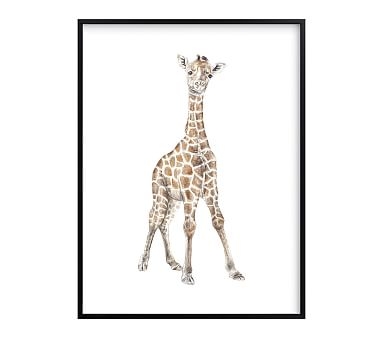 Baby Giraffe Watercolor Wall Art by Minted(R), Black, 18x24 - Image 0