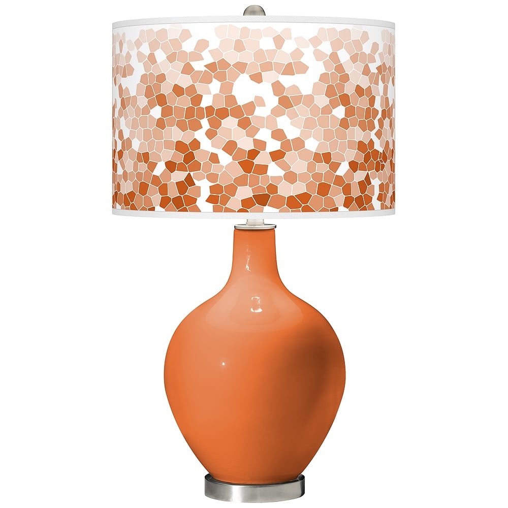 Color Plus Ovo 28 1/2" High Mosaic Shade Celosia Orange Table Lamp - Image 0
