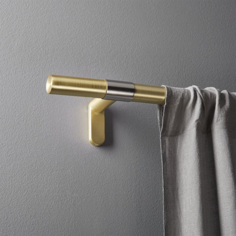 "Seamless Brass with Nickel Band Curtain Rod Set 28""-48""x1""dia." - Image 1