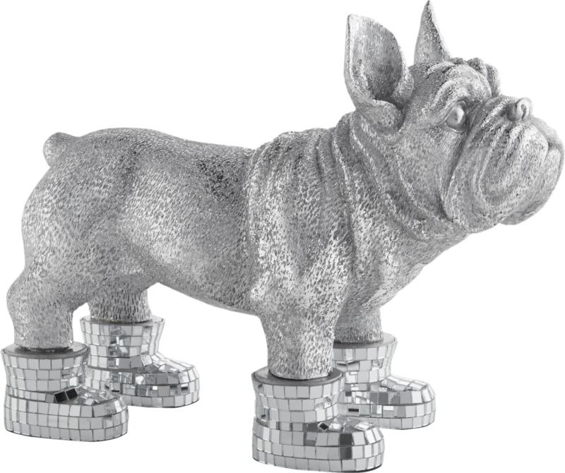 French Bulldog Sculpture with Mirror Boots - Image 1