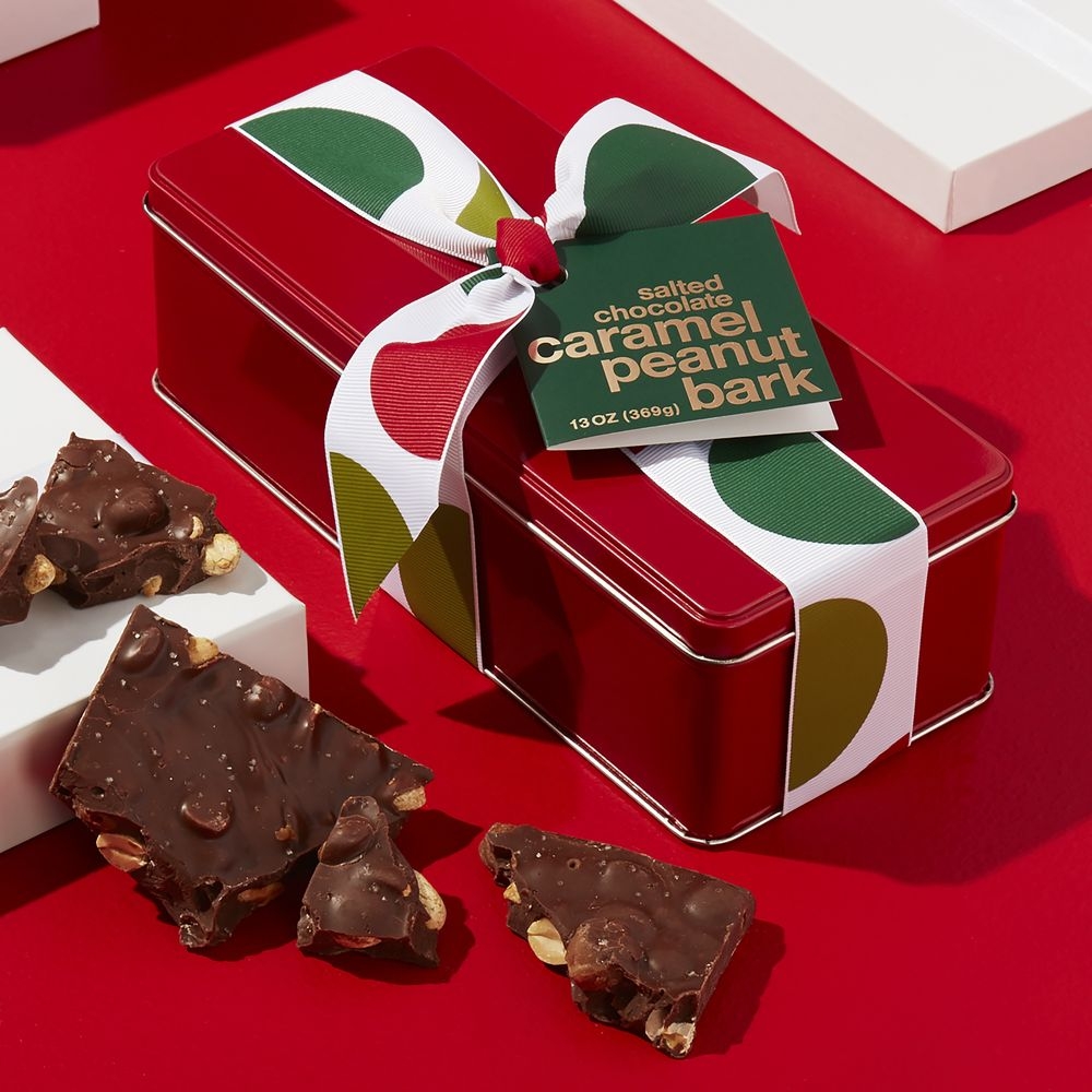 Salted Caramel & Peanut Chocolate Bark in Gift Tin - Image 0