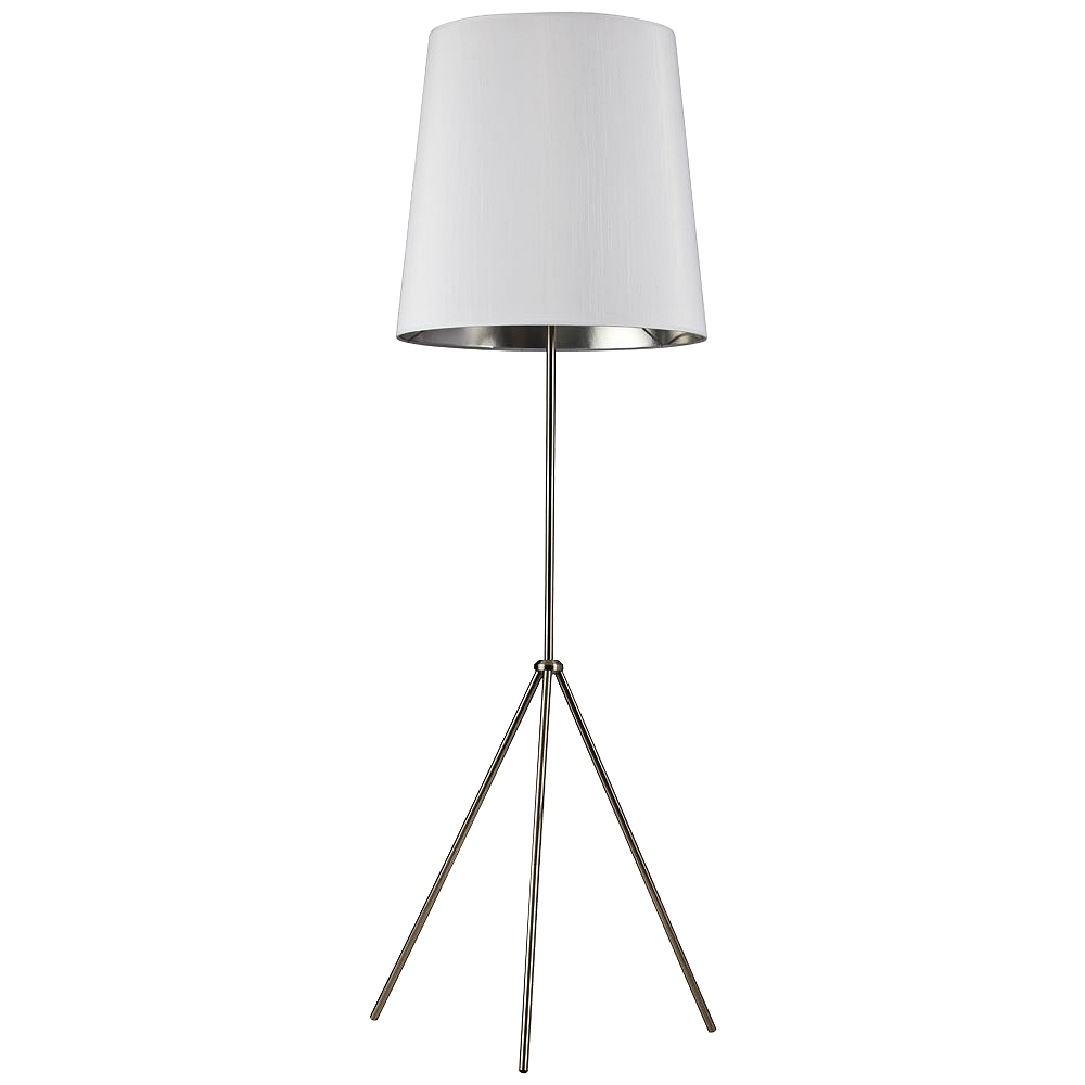 Finesse Satin Chrome Floor Lamp with Small White-Silver Shade - Style # 60G80 - Image 0
