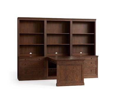Livingston Large Peninsula Desk Office Suite (1 Peninsula Desk, 3 Double Hutches, 2 Double Lateral Files, 2 Double Tops), Brown Wash - Image 5