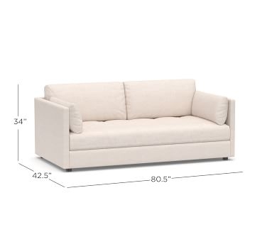 Tufted Upholstered Storage Daybed Sleeper, Polyester Wrapped Cushions, Raw Slub Cotton Oatmeal - Image 2