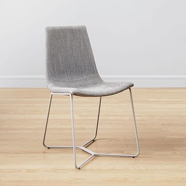 Slope Dining Chair, Charcoal Leg, Basket Slub, Feather Gray, Charcoal - Image 4
