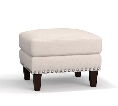 Harlow Upholstered Ottoman with Bronze Nailheads, Polyester Wrapped Cushions, Performance Everydayvelvet(TM) Carbon - Image 1