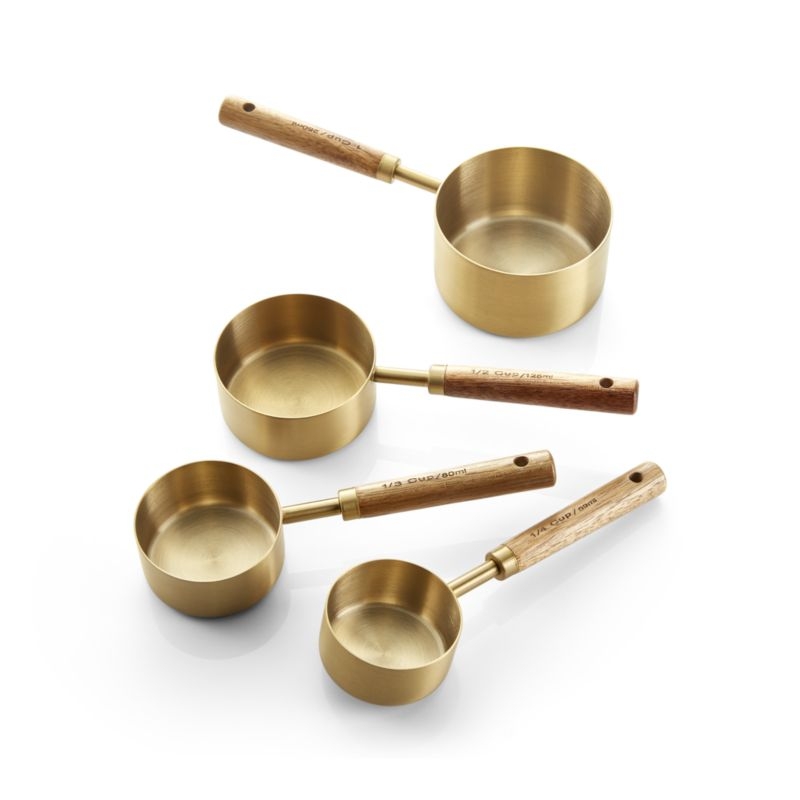 Acacia Wood and Gold Measuring Cups, Set of 4 - Image 2
