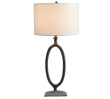 Easton Forged-Iron 23" Table Lamp, Bronze, Oval - Image 0