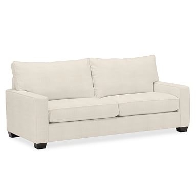PB Comfort Square Arm Upholstered Grand Sofa 87", 2X2, Box Edge, Memory Foam Cushions, Sunbrella(R) Performance Sahara Weave Ivory - Image 0