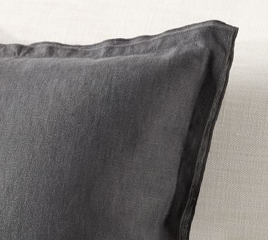 Belgian Flax Linen Flange Pillow Cover, 18", Ebony - Image 3