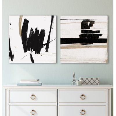 'Black and White Abstract' 2 Piece Print Set on Canvas - Image 0