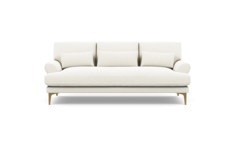 Maxwell Sofa with White Ivory Fabric and Brass Plated legs - Image 0