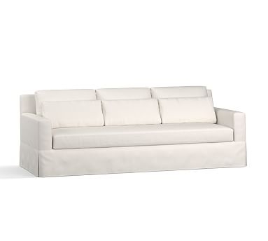 York Square Arm Slipcovered Deep Seat Grand Sofa 95" 3x1, Down Blend Wrapped Cushions, Performance Everydaylinen(TM) Ivory - Image 2