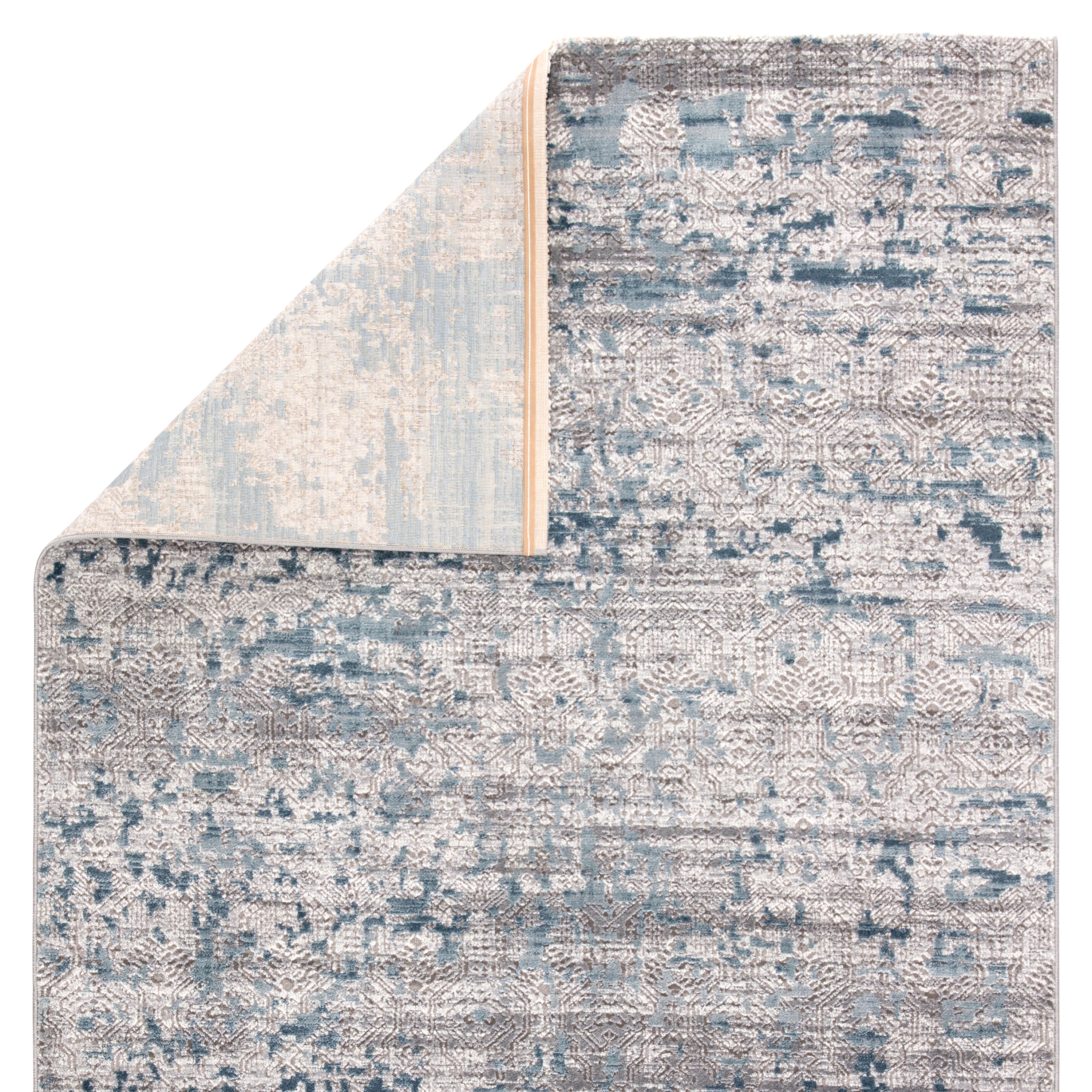 Skiway Medallion Silver/ Blue Area Rug (7'10"X10'2") - Image 2