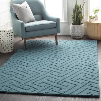 Mcnulty Hand-Knotted Wool Emerald Area Rug - Image 0