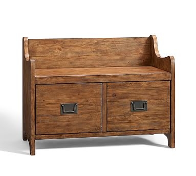 Wade 34.5" Entryway Bench with Drawers, Weathered Pine - Image 0