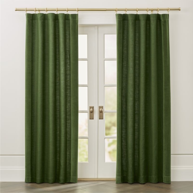 Ezria Green Linen Curtain Panel 48"x108" - Image 1