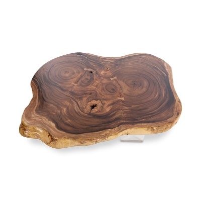 Floating Wood Live Edge Coffee Table, Wood, Natural, Acrylic - Image 1