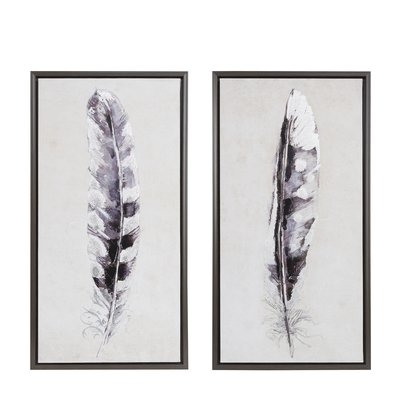 'Flight Feathers' 2 Piece Framed Graphic Art Print Set on Canvas - Image 0