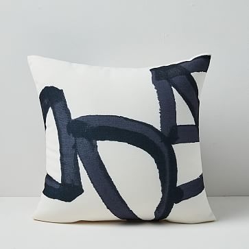 Outdoor Bold Lines Pillow, 18"x18", Iron - Image 0