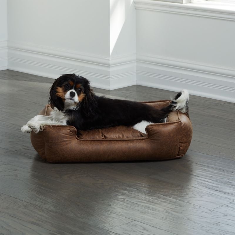 Lounge Faux Leather Vintage Large Dog Bed - Image 1