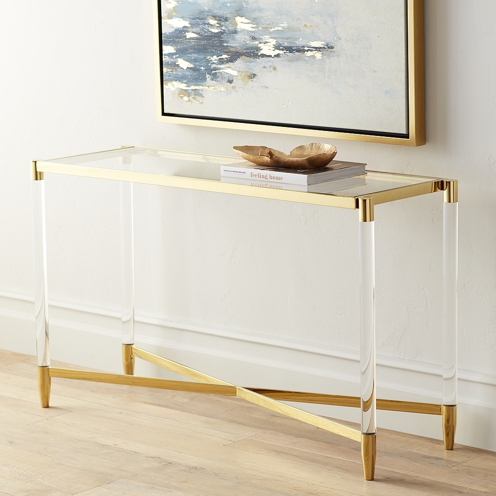Stefania Gold and Acrylic Console Table - Style # 55K06 - Image 0