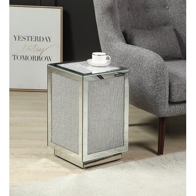 Lavina Side Table In Mirrored & Faux Diamonds - Image 0