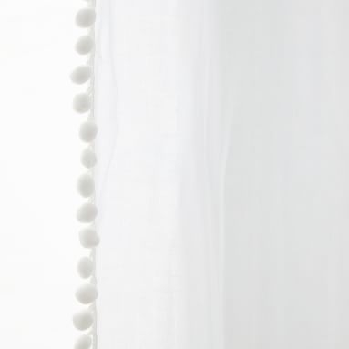 Side Pom Sheer Curtain, 96", Light Gray (Single Panel) - Image 2