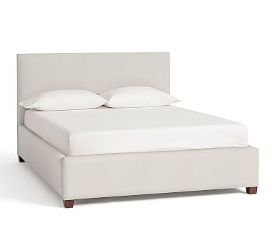 Raleigh Upholstered Square King Bed with Low Headboard, without Nailheads, Textured Basketweave Ivory - Image 2