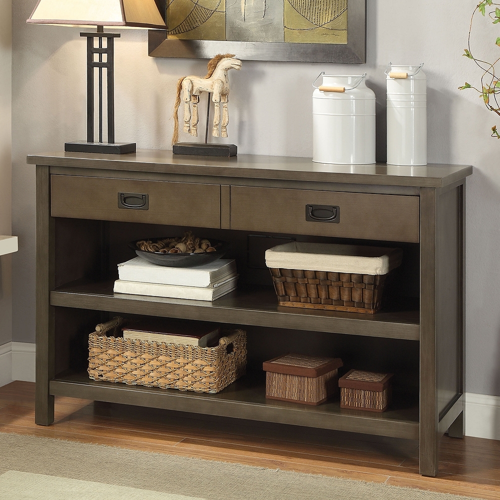 Asteris 46 3/4" Wide Gray Oak 2-Drawer Wood Console Table - Style # 73C92 - Image 0