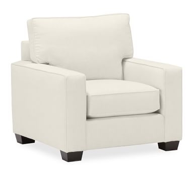 PB Comfort Square Arm Upholstered Armchair 36", Box Edge Memory Foam Cushions, Textured Twill Light Gray - Image 2