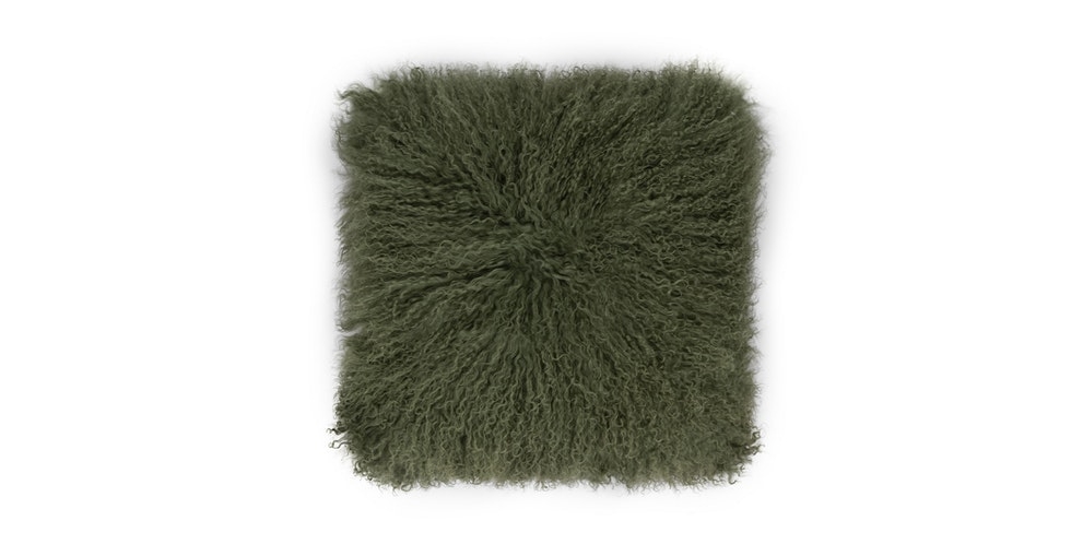 Bocco Green Sheepskin Pillow - Image 0