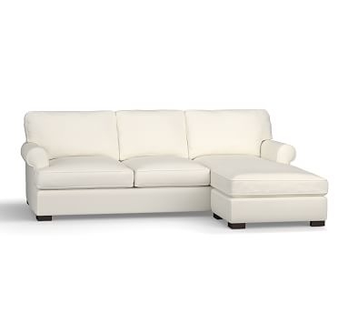 Townsend Roll Arm Upholstered Sofa with Reversible Storage Chaise Sectional, Polyester Wrapped Cushions, Performance Twill Warm White - Image 2
