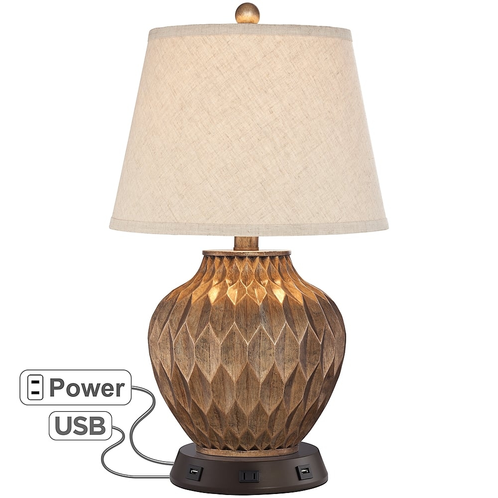 360 Lighting Buckhead Bronze Accent Table Lamp with USB Workstation Base - Image 0