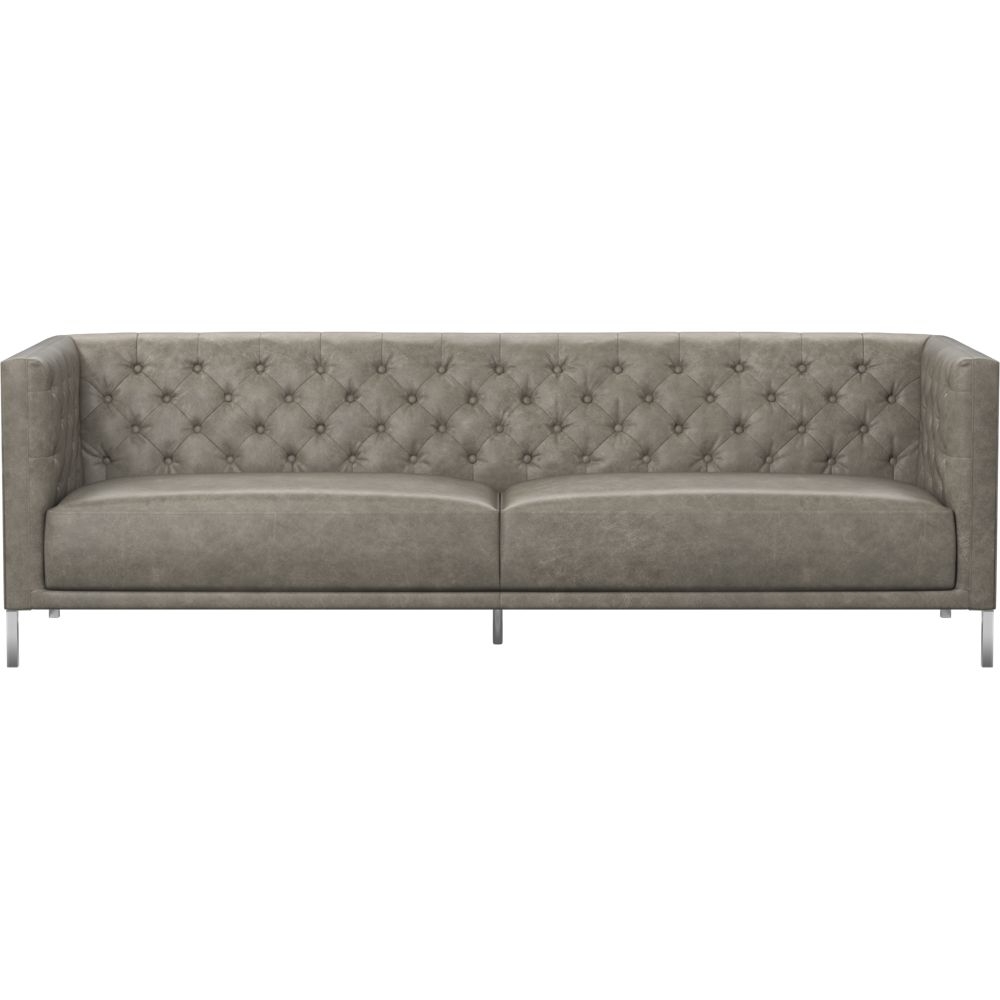 Savile Grey Leather Tufted Sofa - Image 0